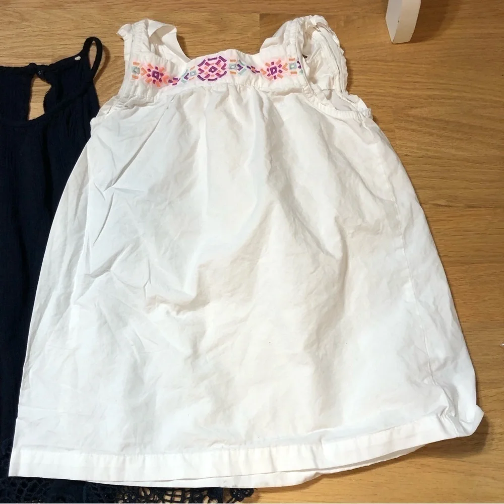5T Girls Top Bundle Carters White Embroidered Blouse Cat & Jack Green Tank